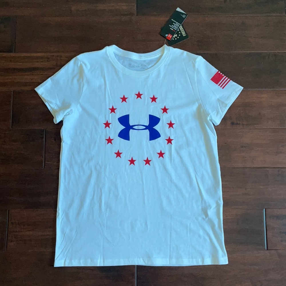 NWT Under Armour Freedom USA Women’s White T-Shirt